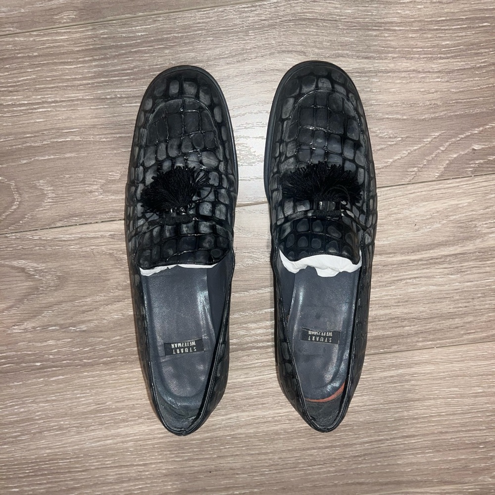 Stuart Weitzman Tassels Crocodile Pattern Leather… - image 7